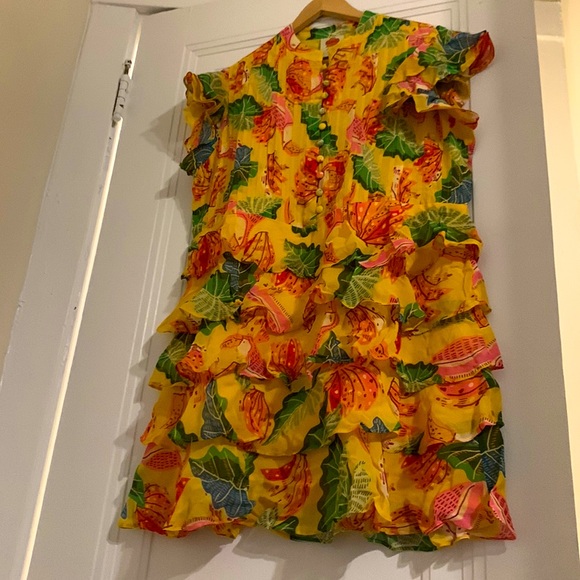 Farm Rio Yellow Beaks and Banana Tiered Ruffle Dress - Picture 4 of 12